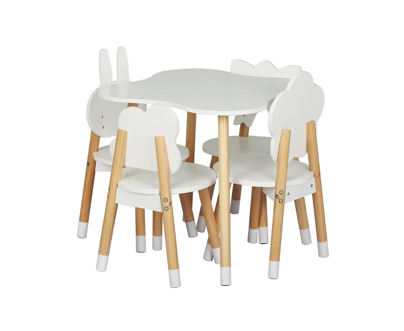 5PCS Kids Table and Chairs Set Children Activity Study Play Desk White