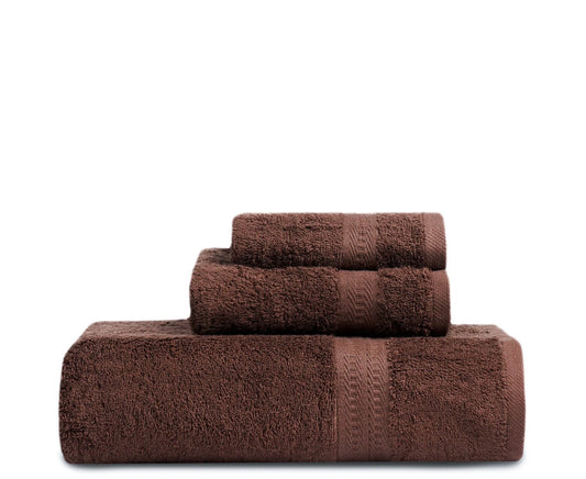 3PCS 100% Combed Cotton Towel Set Bath Towel Hand Towel & Face Washer Sets Chocolate Brown