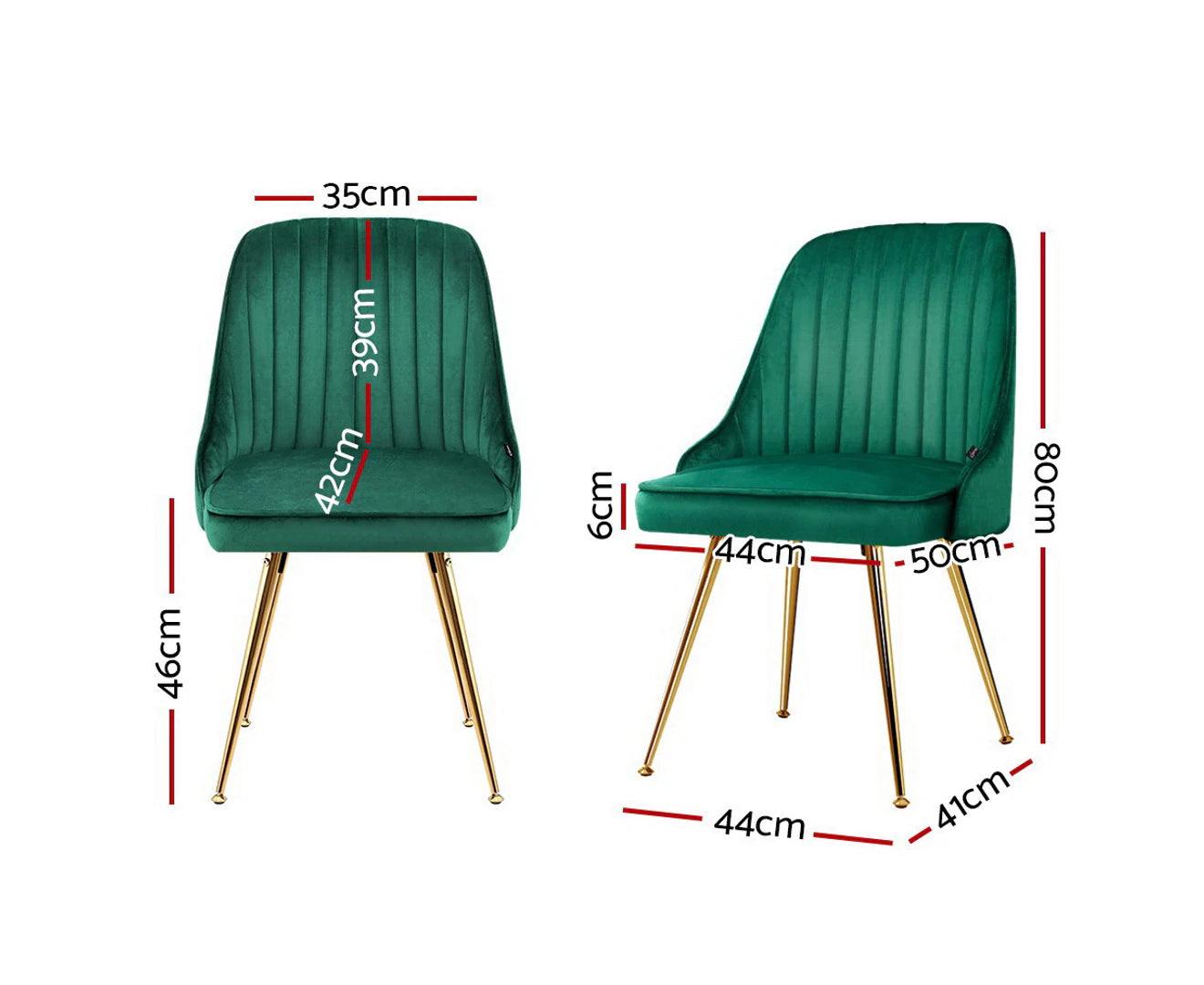 Dining Chairs Set of 2 Velvet Channel Tufted Green