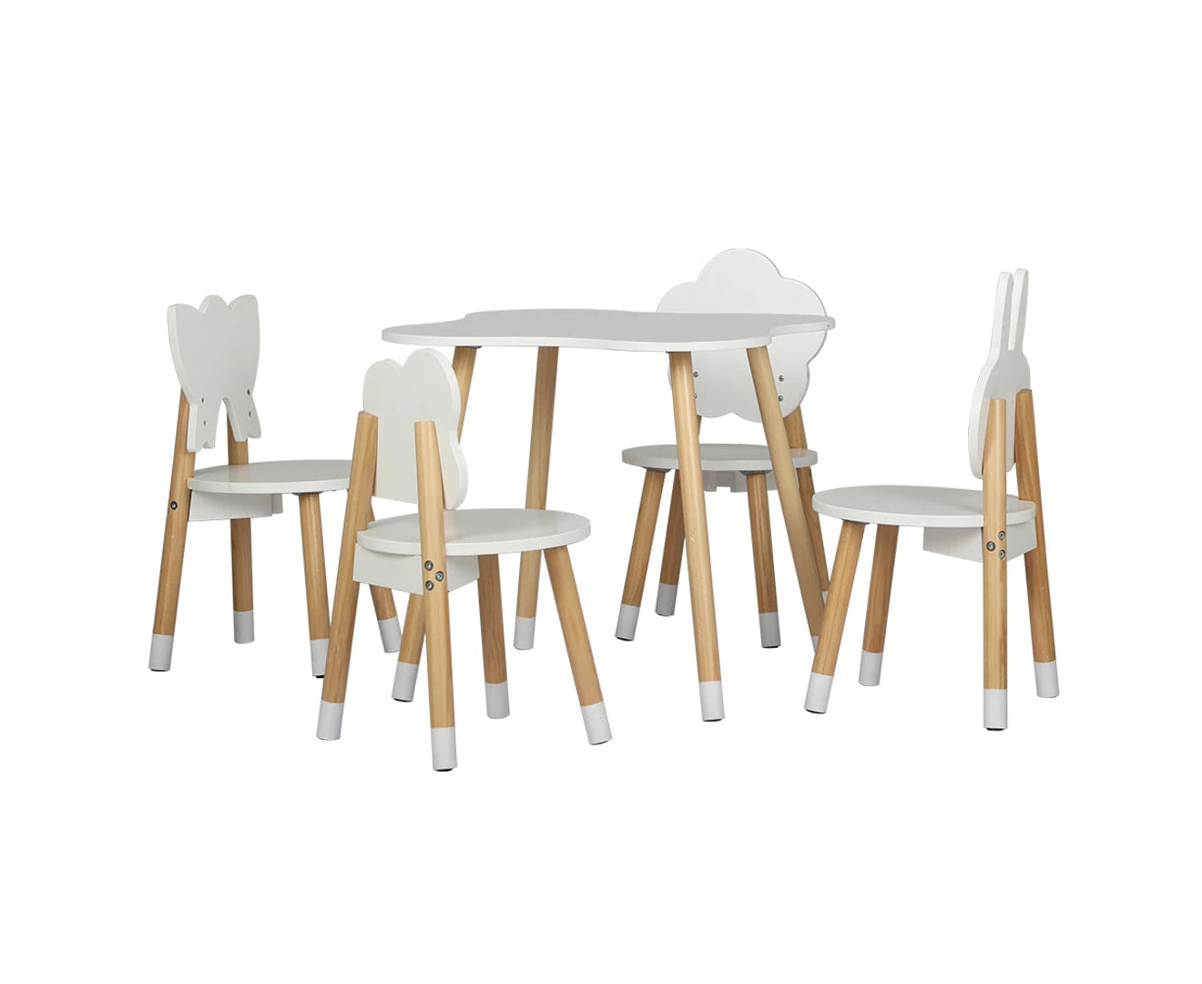 5PCS Kids Table and Chairs Set Children Activity Study Play Desk White