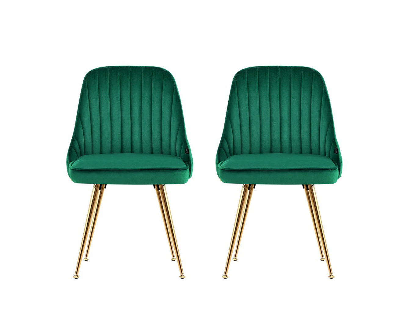 Dining Chairs Set of 2 Velvet Channel Tufted Green