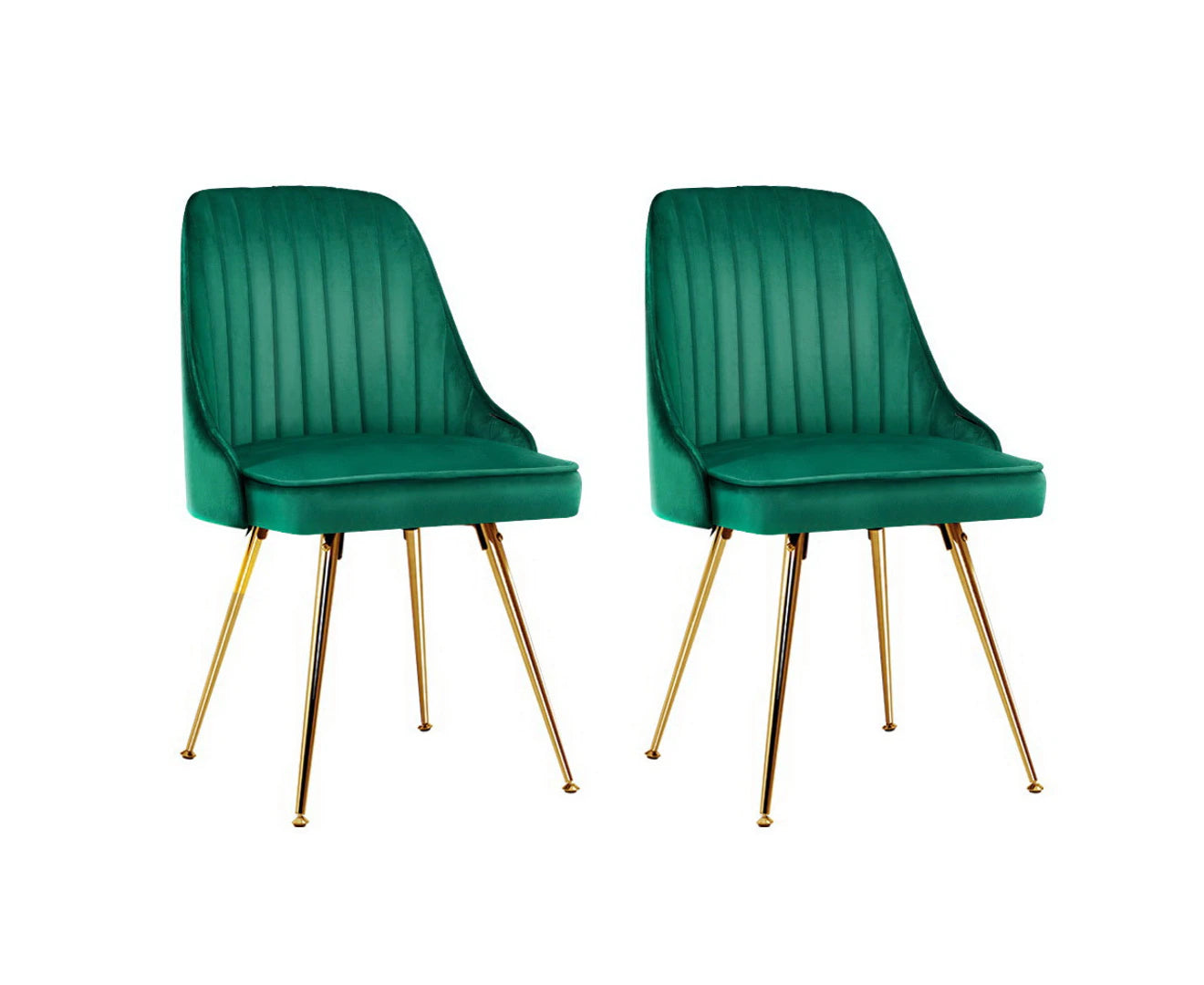 Dining Chairs Set of 2 Velvet Channel Tufted Green