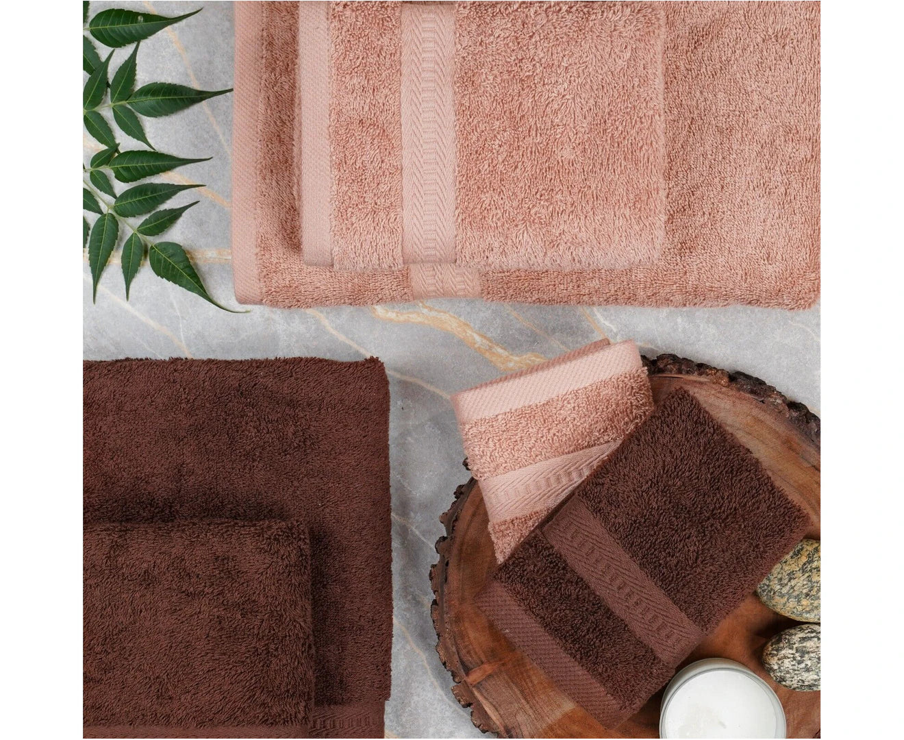 3PCS 100% Combed Cotton Towel Set Bath Towel Hand Towel & Face Washer Sets Dusty Pink