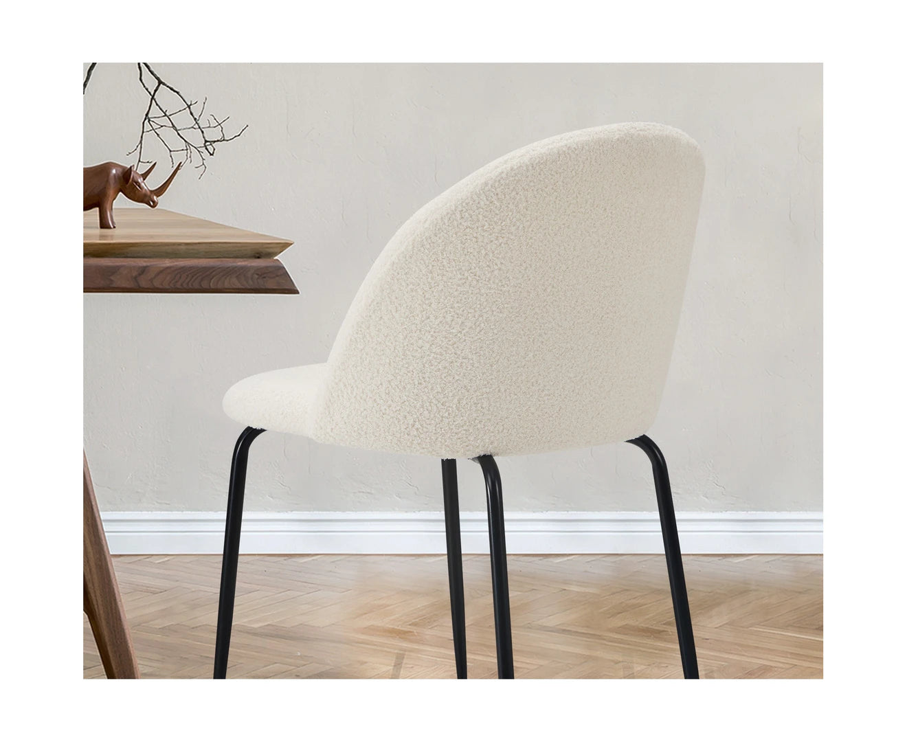 2X Dining Chairs Accent Chair Armchair Kitchen Upholstered Sherpa White