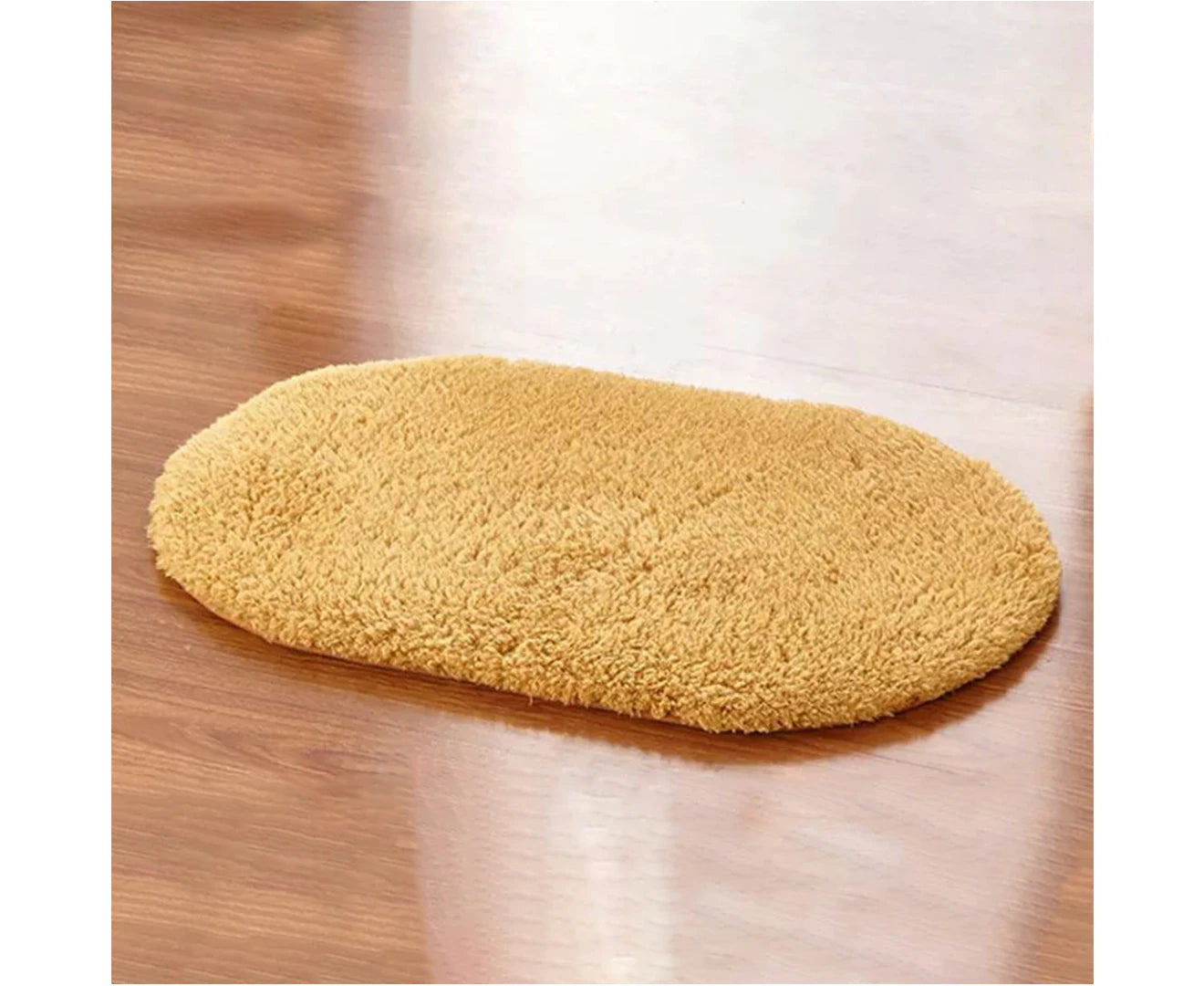 Solid Color Fluffy Non-Slip Water Absorption Bathroom Bedroom Mat Pad Carpet Rug Beige