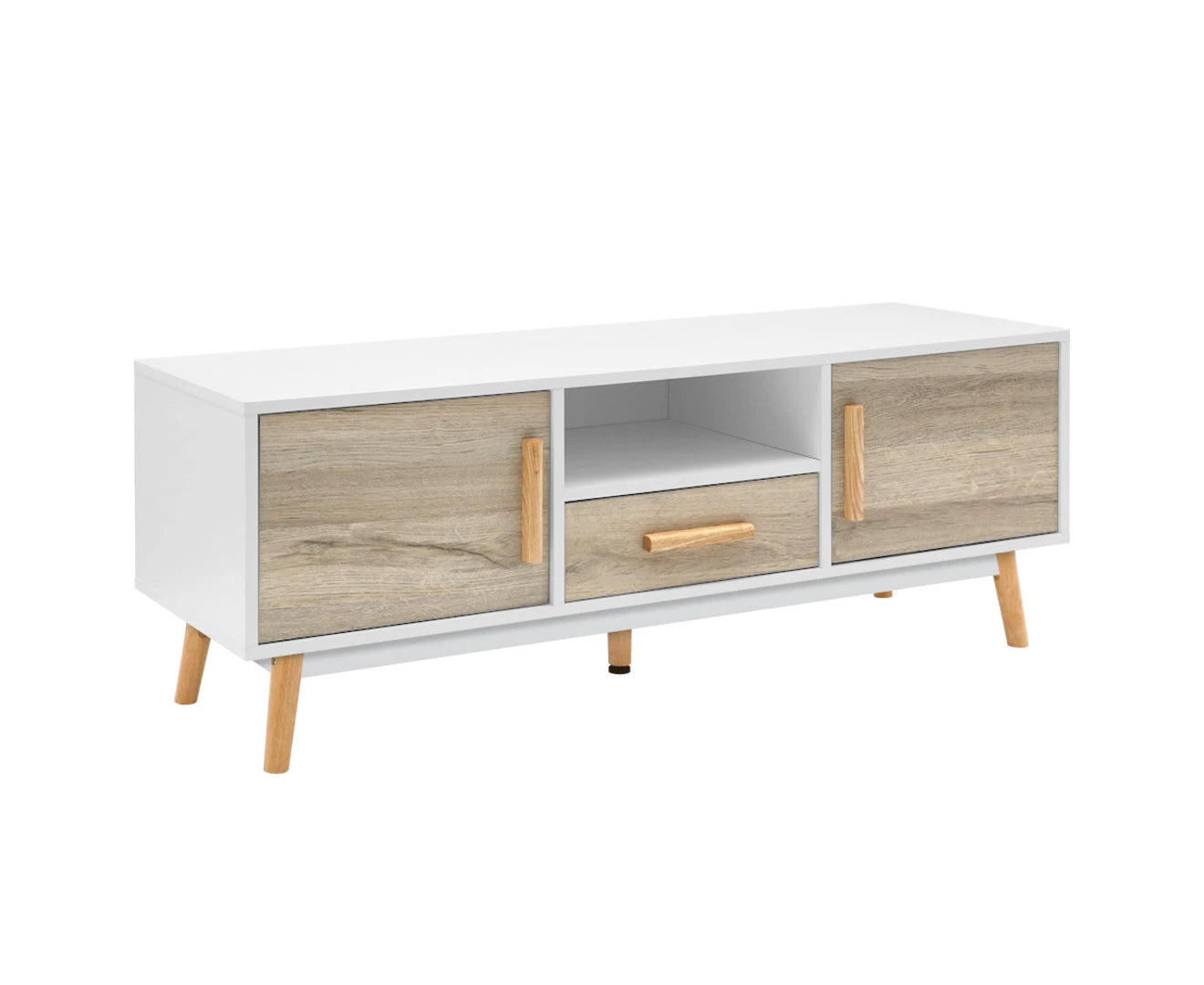 TV Cabinet Entertainment Unit 120Cm Wood White Gino