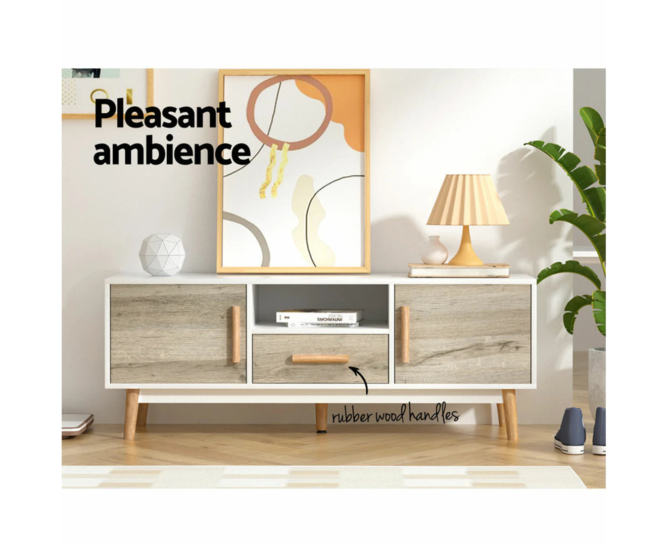 TV Cabinet Entertainment Unit 120Cm Wood White Gino