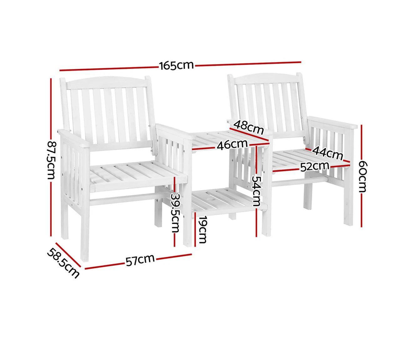 Outdoor Garden Bench Loveseat Wooden Table Chairs Patio Furniture White