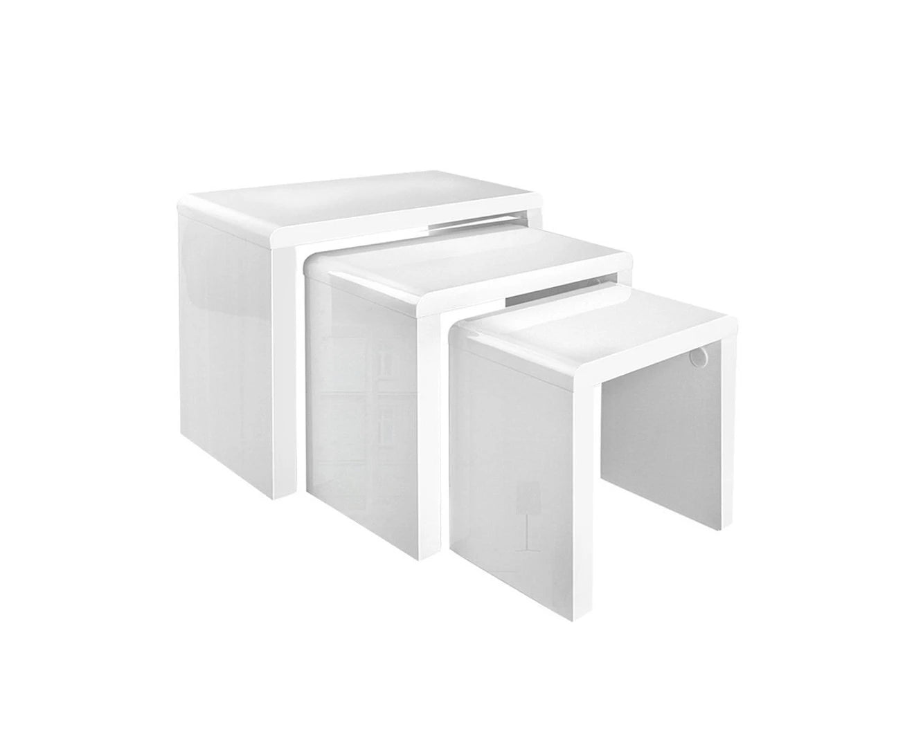 Nesting Coffee Table Set of 3 Glossy White