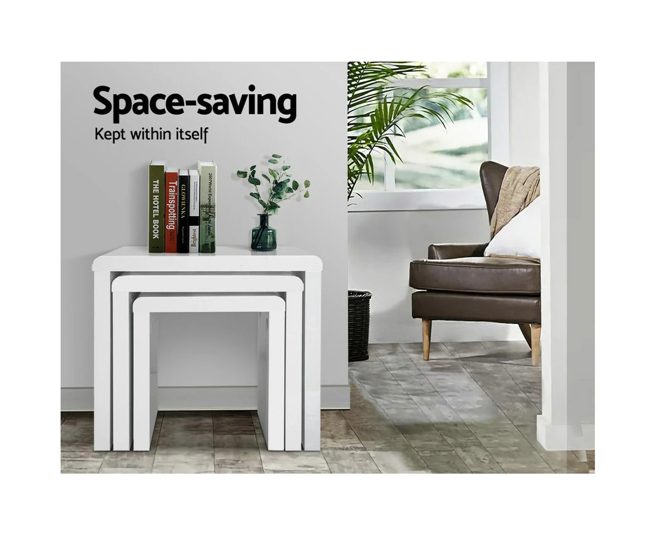 Nesting Coffee Table Set of 3 Glossy White