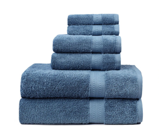 6PCS 100% Combed Cotton Towel Set Bath Towel Hand Towel & Face Washer Sets Slaty