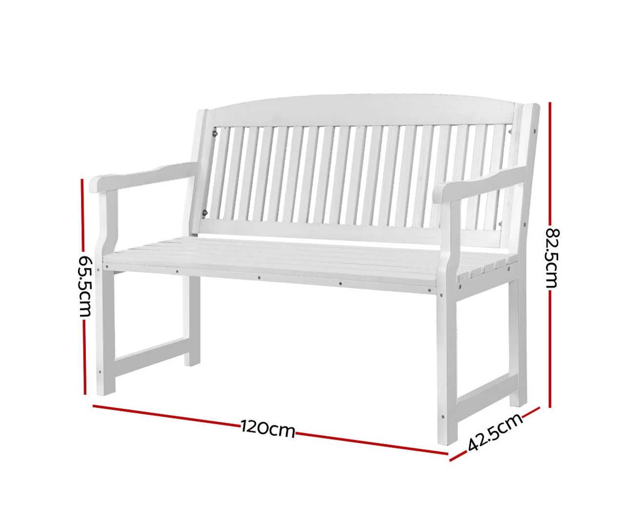 Outdoor Garden Bench Wooden 2 Seater Lounge Chair Patio Furniture White