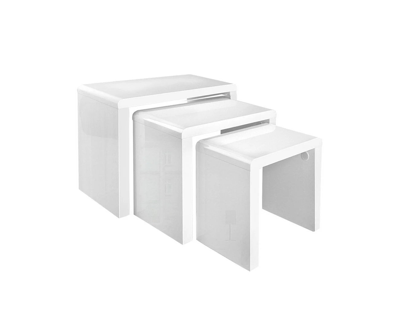 Nesting Coffee Table Set of 3 Glossy White