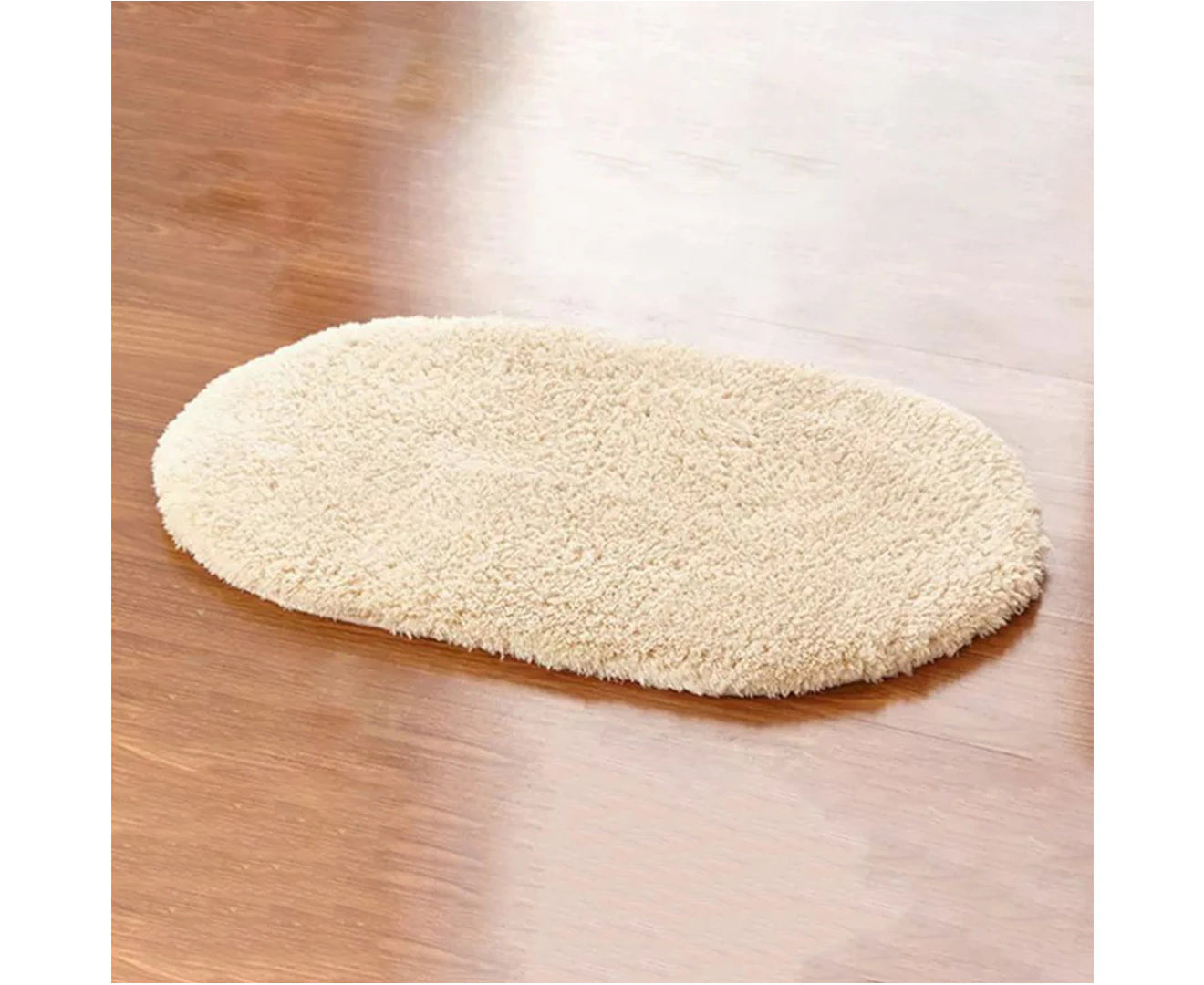 Solid Color Fluffy Non-Slip Water Absorption Bathroom Bedroom Mat Pad Carpet Rug Beige