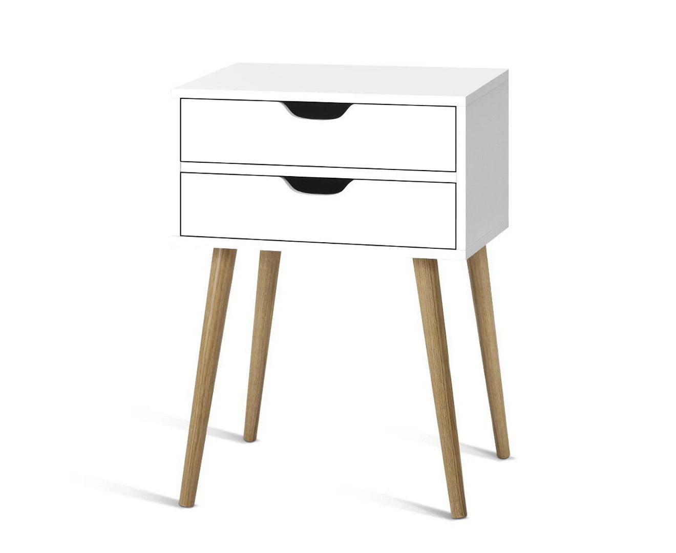 Bedside Table 2 Drawers - BODIE White