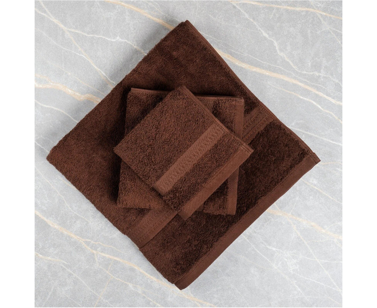 3PCS 100% Combed Cotton Towel Set Bath Towel Hand Towel & Face Washer Sets Chocolate Brown