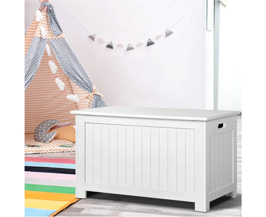 Kids Toy Box Chest Storage Blanket Children Clothes Room Organiser White