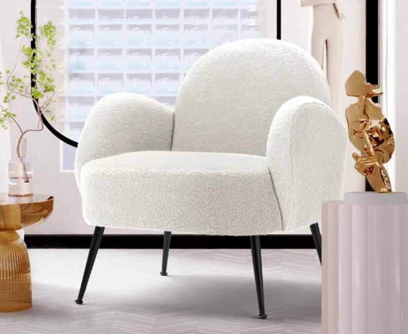 Armchair Lounge Chair Armchairs Accent Arm Chairs Sherpa Boucle White